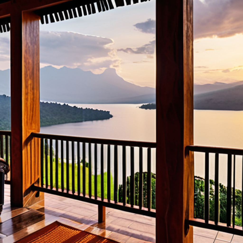 **

Prompt: Luxurious lodge overlooking a serene Rwandan lake at sunrise. Focus on the private balcony, comfortable furniture, and the breathtaking view.

**