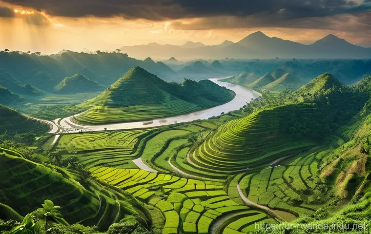 르완다와 콩고민주공화국 비교 - **Prompt 1: Rwanda's Flourishing Future**
    "A wide-angle, vibrant, and optimistic photograph show...