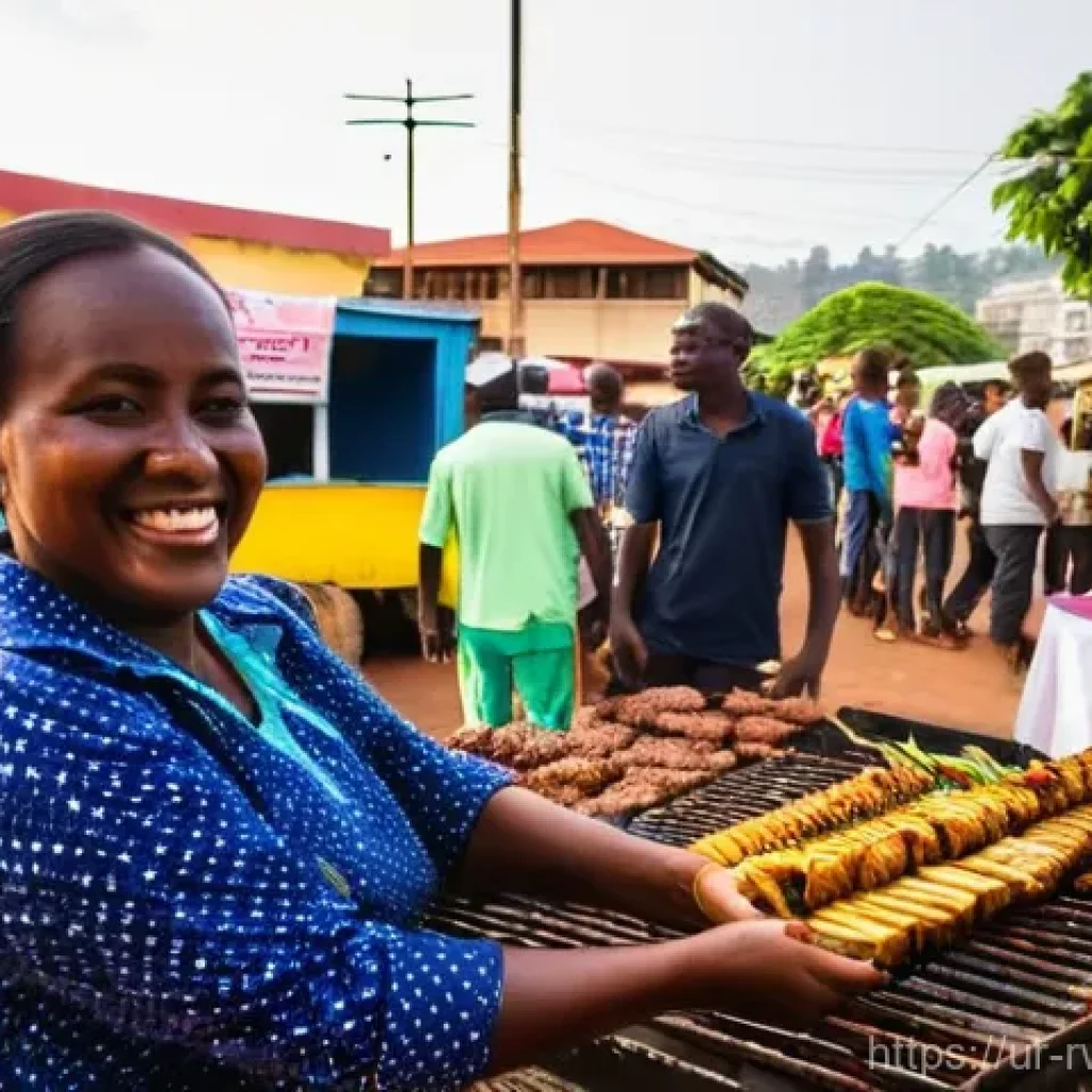 르완다의 현지 음식점 추천 - **Vibrant Kigali Street Food Market at Sunset:**
* **Description:** A lively, bustling open-ai...