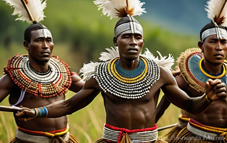 르완다 전통 춤의 역사 - **Vibrant Rwandan Cultural Celebration:** A dynamic and joyful depiction of a Rwandan cultural festi...