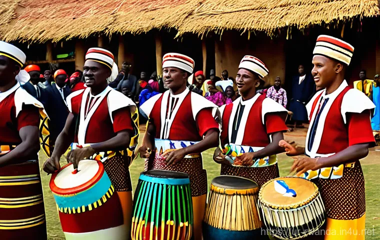 르완다의 주요 전통 악기 소개 - **The Umuduri and Ancient Tales**
    A Rwandan artist, appearing in their late 20s to early 30s, st...