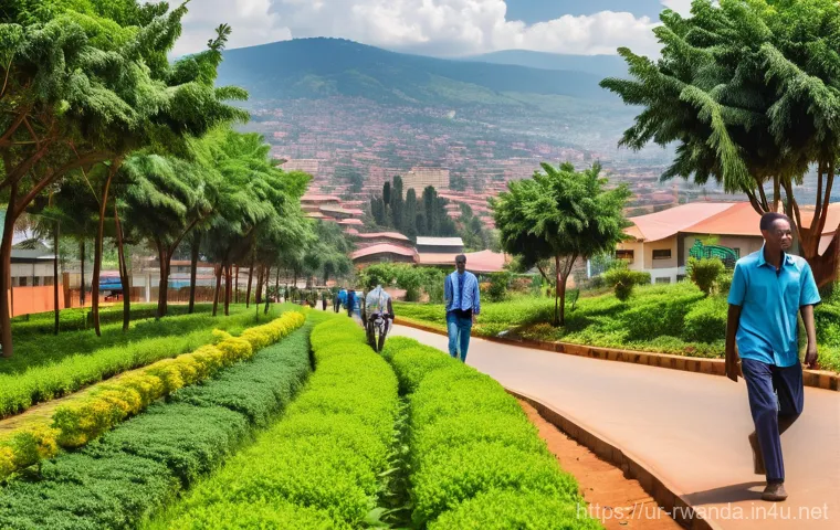 르완다의 비즈니스 허브 - Vibrant Rwandan Cityscape with a Focus on Cleanliness and Modernity**
* **Prompt:** A bustling, m...