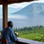 르완다에서의 은퇴 생활 - **Prompt:** A serene and picturesque scene in Rwanda, showcasing a contented senior man, perhaps in ...