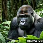 르완다에서 고릴라 보호 노력 - **Prompt:** "A majestic silverback mountain gorilla, with a powerful, gleaming silver back and deep,...