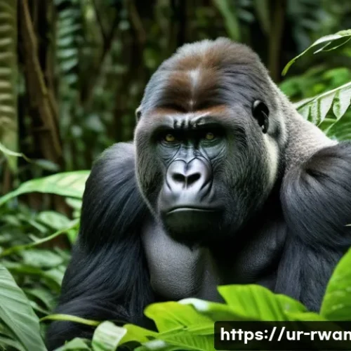 Home 11 르완다에서 고릴라 보호 노력 - **Prompt:** "A majestic silverback mountain gorilla, with a powerful, gleaming silver back and deep,...